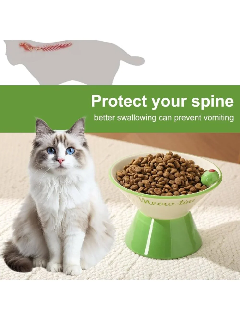Elevated Ceramic Cat Bowls - Whisker-Friendly, Anti-Vomit Design for Indoor Cats